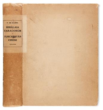 TRAVEL  FILIPPI, FILIPPO DE. Storia della Spedizione Scientifica Italiana nel Himàlaia Caracorùm e Turchestàn Cinese (1913-1914).  1924